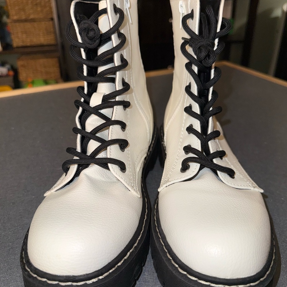 Stylish White Leather Boots